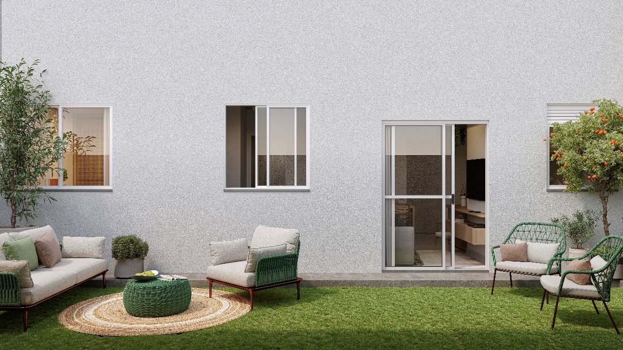 Área privativa gramada do apartamento térreo do Residencial Tibre Área privativa gramada do apartamento térreo do Residencial Tibre